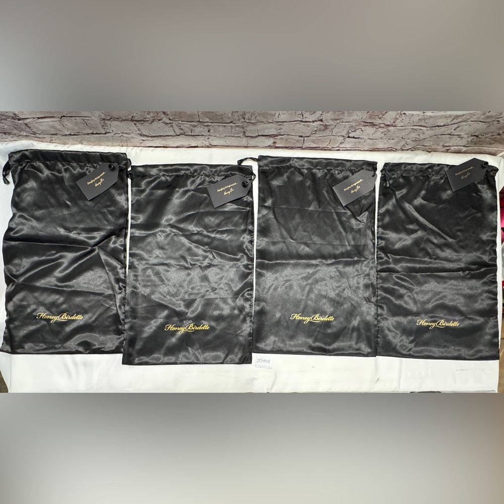 HONEY BIRDETTE BLACK DRAW STRING LINGERIE DUST BAGS POUCH TRAVEL STORAGE 4